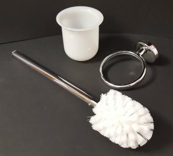 WC-Bürstengarnitur, hängend mit Kunststoffeinsatz, elegantes Design, verchromt
