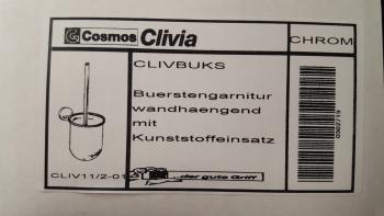 WC-Bürstengarnitur, hängend mit Kunststoffeinsatz, elegantes Design, verchromt