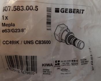 Geberit Mepla Übergang mit Überwurfmutter, G2 3/8“, #607583005