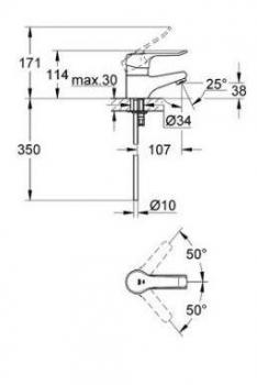 Grohe Waschtisch-Batterie Euroeco Spezial 33124000 Einloch glatter Körper chrom