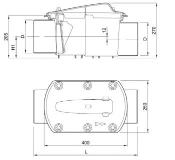 ACO Einfachrückstauverschluss Triplex-K-0 – für freiliegende Rohrleitungen DN 100 #620356