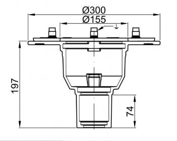 ACO Ablaufkörper DN 70, Stutzenneigung 90° A1, weiß epoxiert #5171.60.20