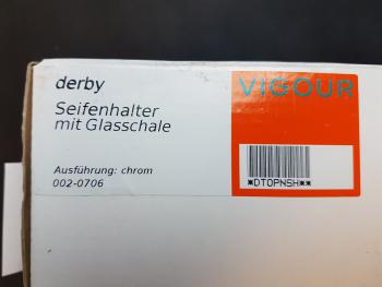 VIGOUR Seifenhalter derby verchromt mit Glasschale