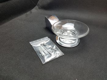 VIGOUR Seifenhalter derby verchromt mit Glasschale