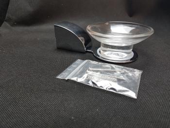 VIGOUR Seifenhalter derby verchromt mit Glasschale