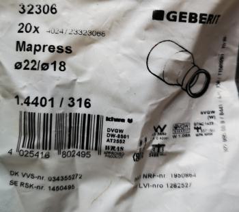 Geberit Mapress Durchmesser 22 / 18 mm #32306