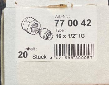 Unipipe Verschraubung 16 x 1/2" IG #770042