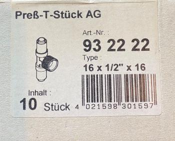 unicor Press-T-Stück 16 x 1/2" x 16 #932222