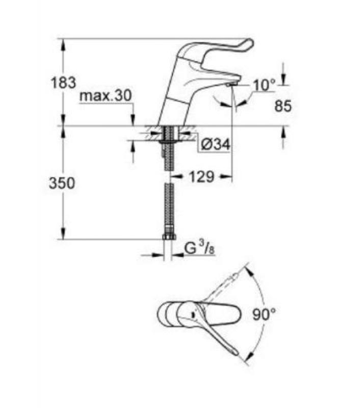 Grohe Euroeco Spezial Sicherheitsmisch-Waschtischbatterie chrom #32790000