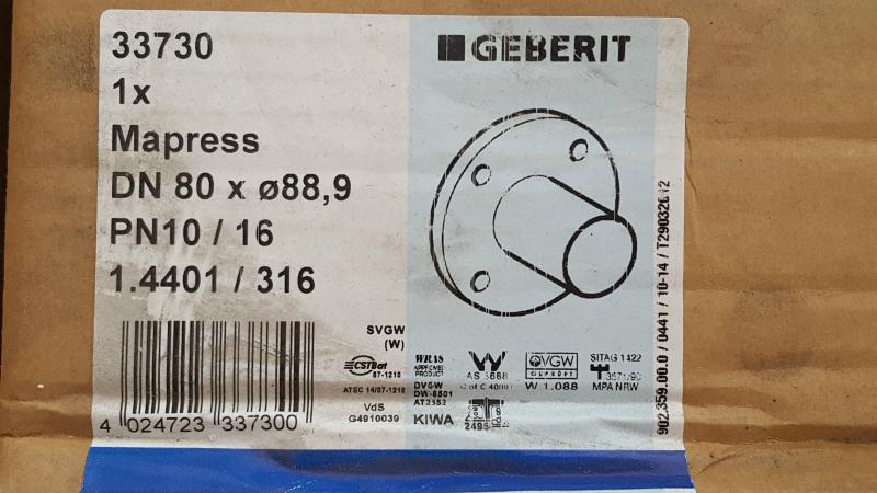 Geberit Mapress Edelstahl Flansch PN 10/16, #33730