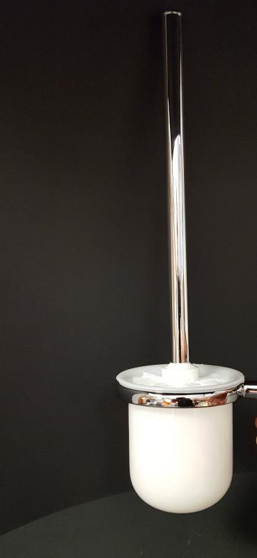 WC-Bürstengarnitur, hängend mit Kunststoffeinsatz, elegantes Design, verchromt