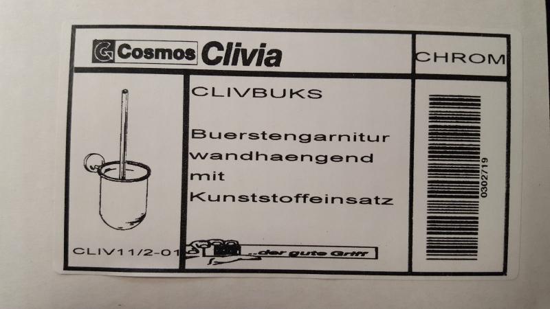 WC-Bürstengarnitur, hängend mit Kunststoffeinsatz, elegantes Design, verchromt