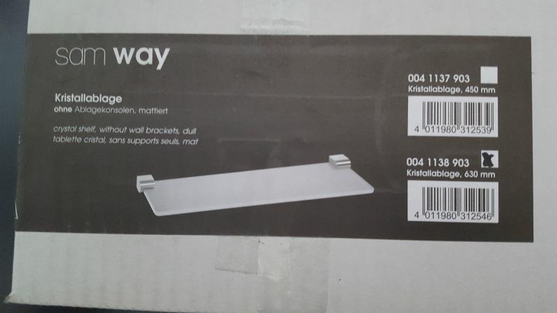 Sam Way Kristallablage, mattiert, mit Ablagekonsolen verchhromt, Set, NEU, OVP