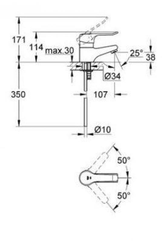 Grohe Waschtisch-Batterie Euroeco Spezial 33124000 Einloch glatter Körper chrom