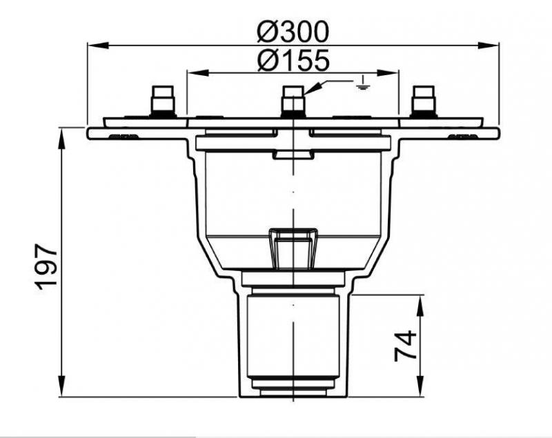 ACO Ablaufkörper DN 70, Stutzenneigung 90° A1, weiß epoxiert #5171.60.20
