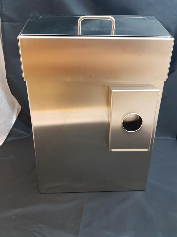 SanTRAL Hygiene Abfallbox 10 Liter, mit Hygienebeutelspender, Edelstahl