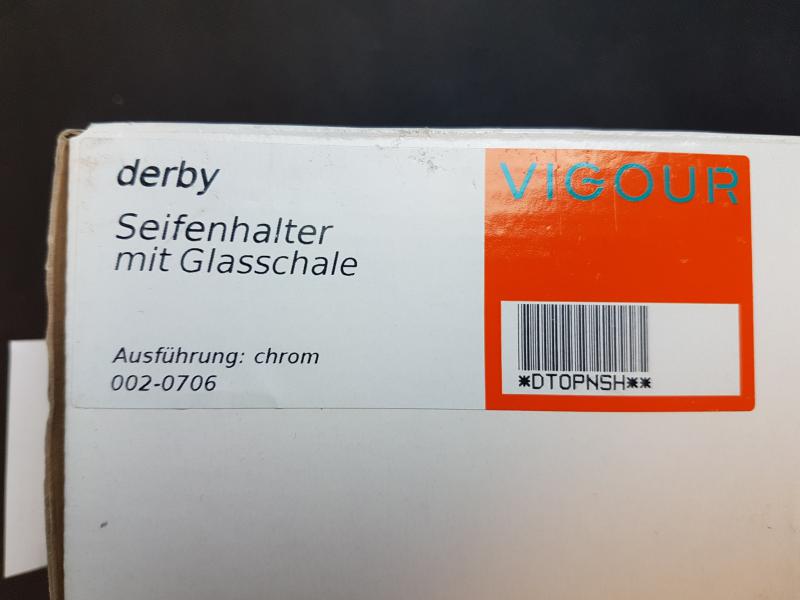 VIGOUR Seifenhalter derby verchromt mit Glasschale