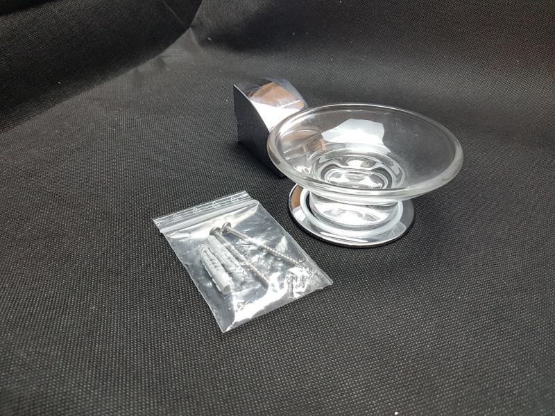 VIGOUR Seifenhalter derby verchromt mit Glasschale