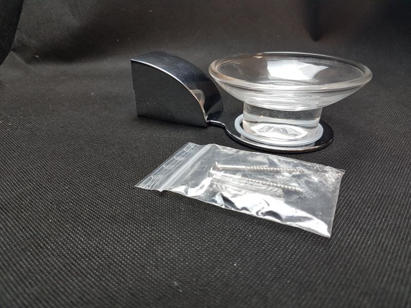 VIGOUR Seifenhalter derby verchromt mit Glasschale