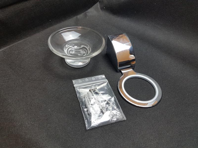 VIGOUR Seifenhalter derby verchromt mit Glasschale