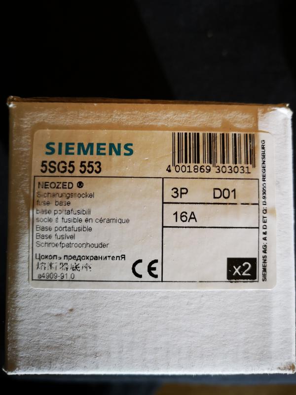 Siemens 5SG5553 Sicherungssockel D01 16A 3polig - 2 Stück Paket