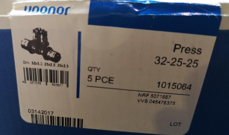 Unipipe Press-T-Stück DN 32x25x25mm reduziert