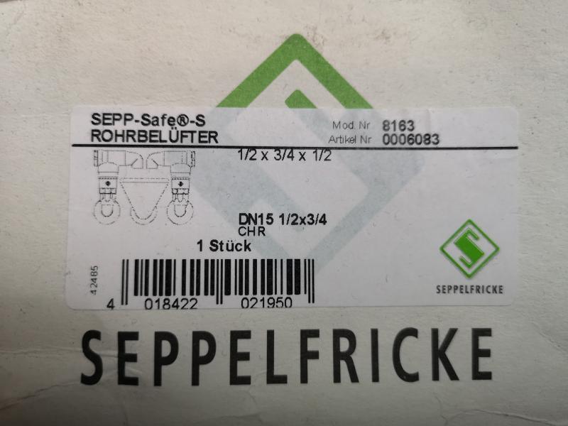 Seppelfricke SEPP-Safe-S Rohrbelüfter 1/2"x3/4"x1/2" DN15 #8163 0006083