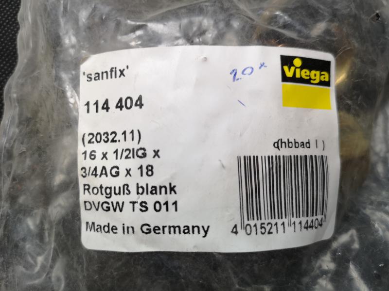 Viega Wanddurchführung Sanfix 2032.11 in 16mm x Rp1/2 x 18mm Rotguss