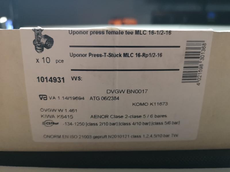 uponor Press-T-Stück MLC 16-Rp1/2-16 #1014931
