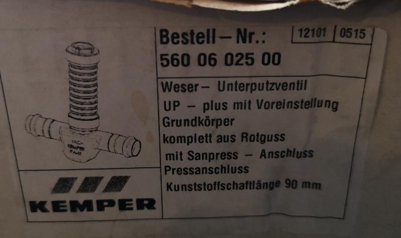 KEMPER Weser Unterputzventil, Pressanschluss 28 mm #5600602500