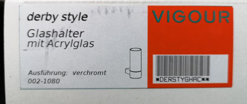 VIGOUR Glashalter derby style verchromt mit Acrylglas
