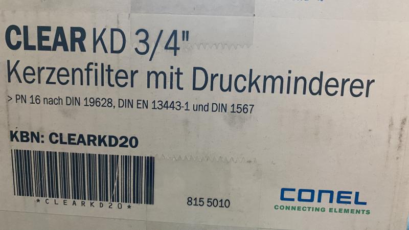 Conel Clear KD 3/4" Kerzenfilter mit Druckminderer