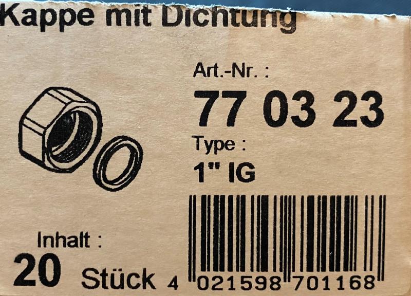 UNICOR Kappe mit Dichtung 1" IG #770323