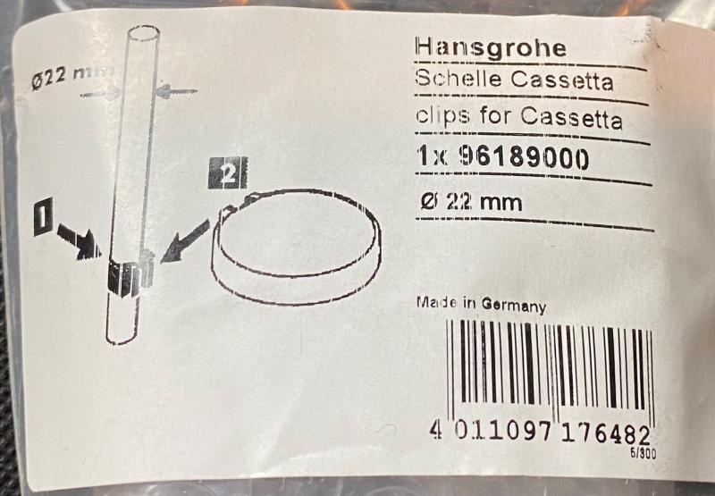 hansgrohe Schelle Cassetta Durchmesser 22 mm #96189000